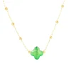 Collier Zag Bijoux Velasquez agate verte acier doré