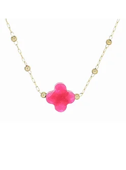 Collier Zag Bijoux Velasquez agate fuchsia_x005f_x000D_acier doré