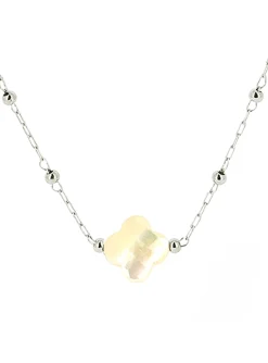 Collier Zag Bijoux Velasquez acier et nacre blanche