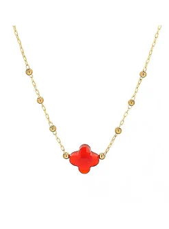 Collier Zag Bijoux Velasquez acier doré cornaline