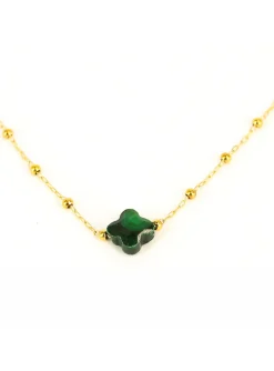 Collier Zag Bijoux Velasquez acier doré malachite