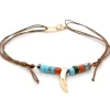 Collier Zag marron rouge turquoise