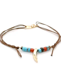 Collier Zag marron rouge turquoise