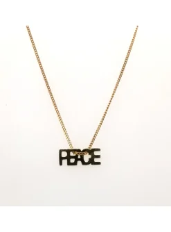 Collier Zag message Peace doré