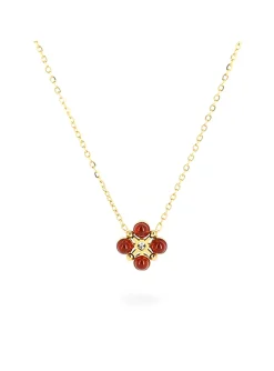 Collier Zag Mint acier doré cornaline