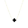 Collier Zag Vega acier doré trèfle bleu pailleté