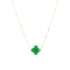 Collier Zag Vega acier doré trèfle vert