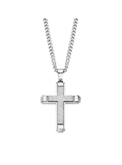 Colllier homme LOTUS pendentif croix en acier