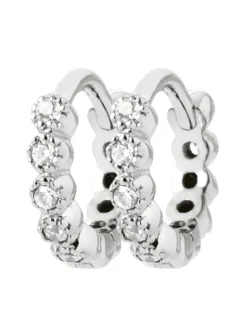 Créoles Brillaxis argent rhodié et oxydes 10mm
