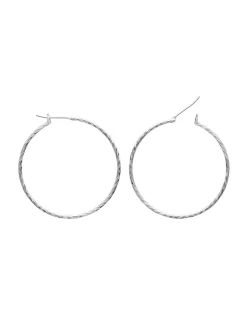 Créoles Brillaxis argent rhodié 40mm