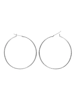 Créoles Brillaxis argent rhodié 50mm