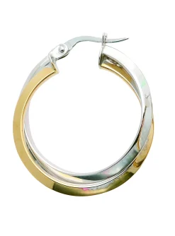 Créoles Brillaxis bicolores or 9 carats