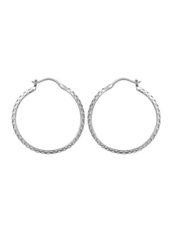 Créoles Brillaxis motif croisillon argent rhodié