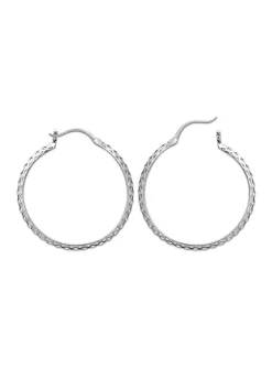 Créoles Brillaxis motif croisillon argent rhodié
