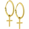 Créoles Brillaxis or jaune 9 carats pampille croix