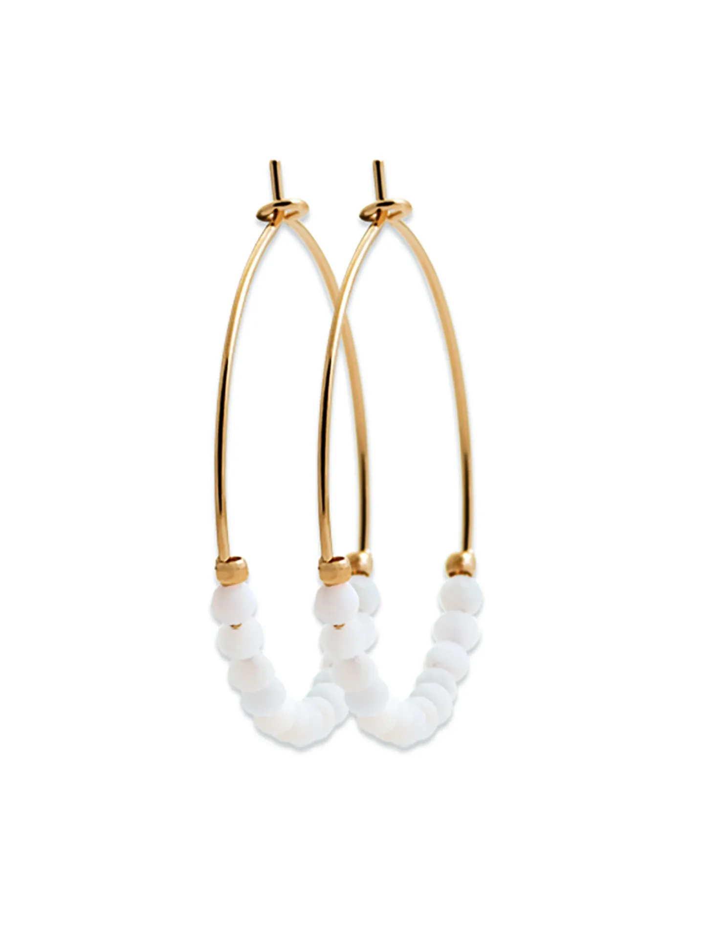 Créoles Brillaxis perles blanches 30 mm