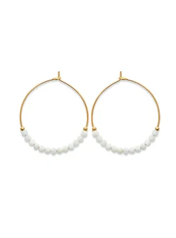 Créoles Brillaxis perles blanches 30 mm