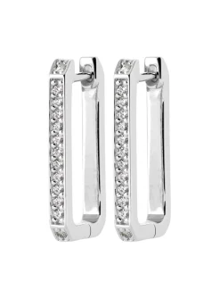 Créoles Brillaxis rectangulaires argent rhodié OZ