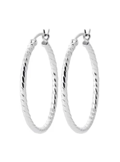 Créoles Brillaxis torsadées en argent rhodié 30mm
