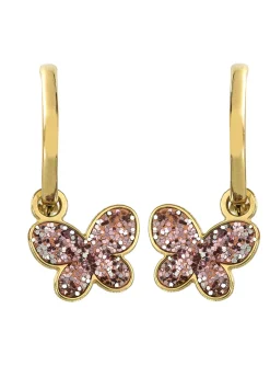 Créoles enfant Brillaxis or 18 cts papillons roses