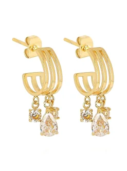 Créoles ouvertes Zag Bijoux trois rangs oxydes
