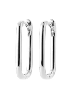 Créoles rectangulaires Brillaxis argent rhodié 23mm