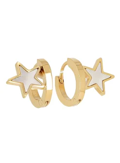 Créoles Zag Bijoux acier doré étoile en nacre