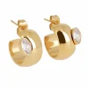 Créoles Zag Bijoux empierrées acier doré 8 x 15 mm