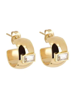 Créoles Zag Bijoux Laetitia empierrées acier doré