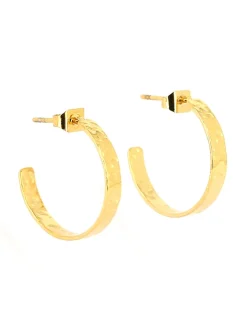 Créoles Zag Bijoux Léonie acier doré martelé