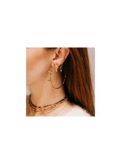 Créoles Zag Bijoux Léonie acier doré martelé