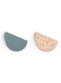 Cuir créoles Les Georgettes bleu pastel/rose_x005f_x000D_pailleté 30mm