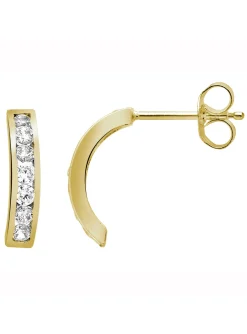 Demi créoles Brillaxis or jaune 9 carats oxydes