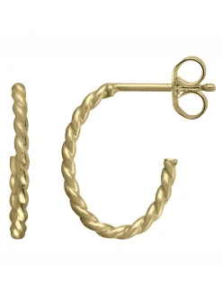 Demi-créoles ovales fil torsadé or 9 carats