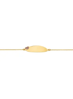 Gourmette fille Brillaxis or jaune 9K coeur rose