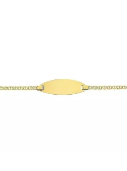 Identité bébé ovale maille marine or jaune 18 carats
