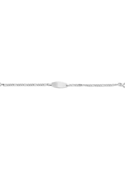 Identité bébé plaque tonneau or blanc 18 carats