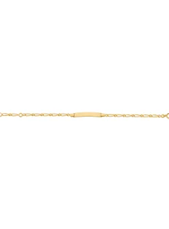 Identité bébé rectangle maille alternée or 9 carats
