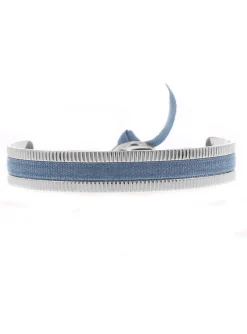 Jonc Ruban Les Interchangeables argenté_x005f_x000D_bleu jean 2 strié 4mm