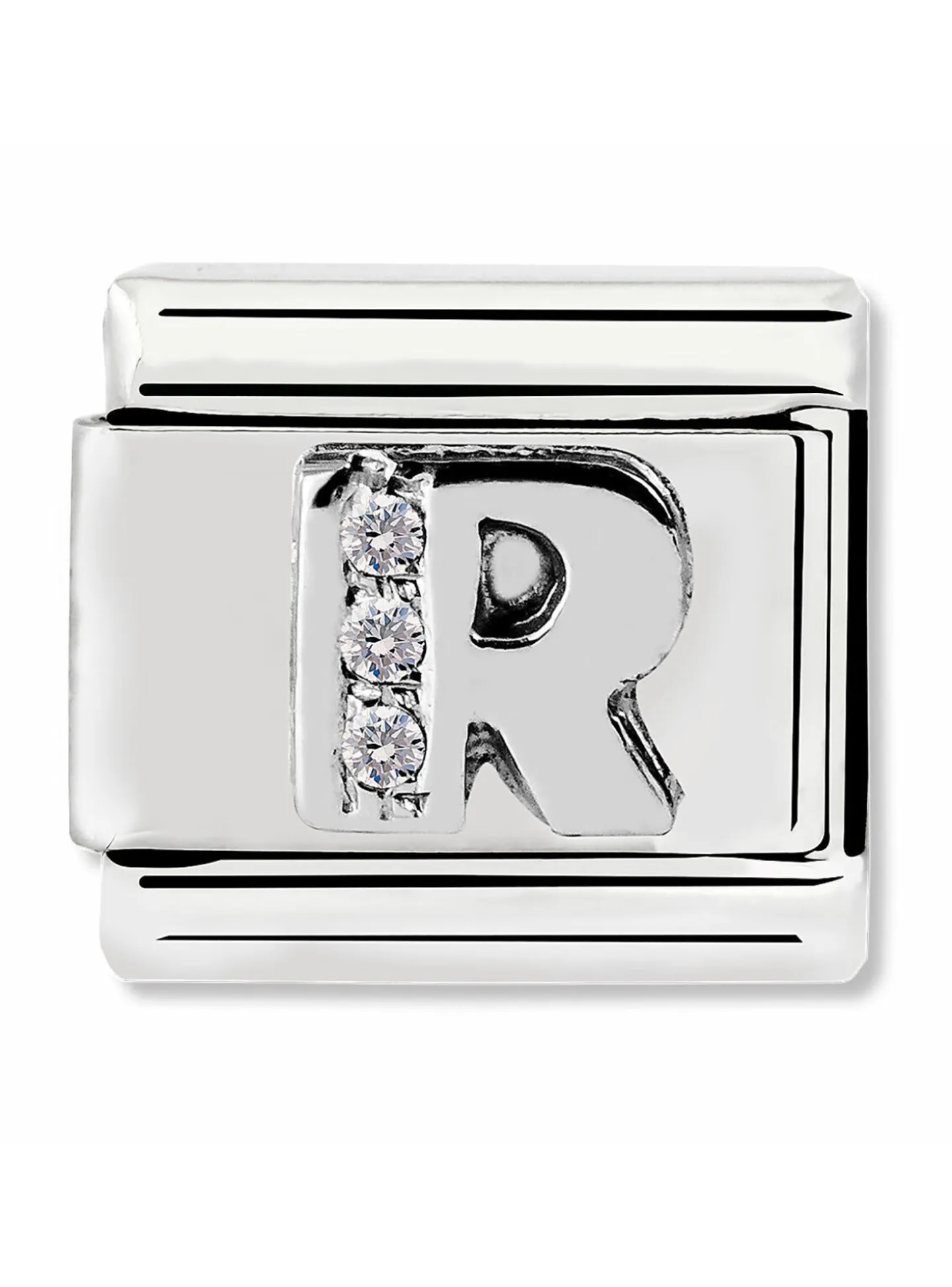 Maillon Nomination argent avec OZ Alphabet lettre R