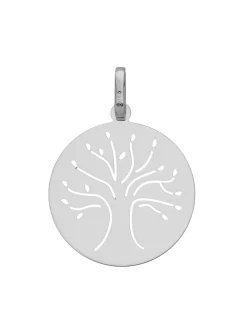 Médaille arbre de vie or blanc 18 carats