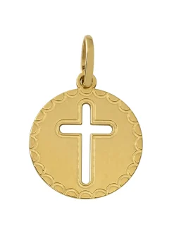 Médaille Brillaxis or jaune 18 carats croix ajourée