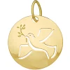 Médaille Brillaxis ronde colombe 16 mm or jaune 9K