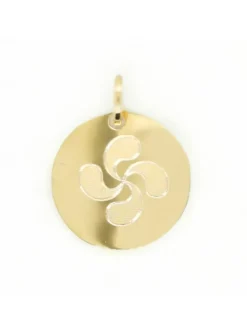 Médaille Brillaxis ronde or jaune 9 carats 16mm
