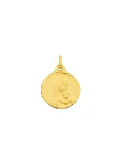 Médaille Brillaxis vierge en or jaune 9 carats