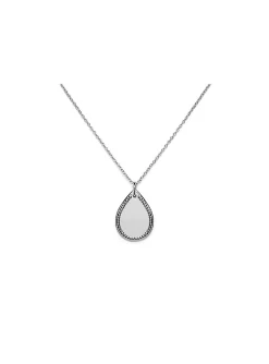Médaille Emma et Chloé métal argenté_x005f_x000D_forme goutte ciselée sur les bords
