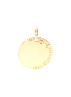 Médaille ronde gravée côté droit or jaune 18 carats