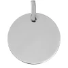 Médaille ronde or blanc 18 carats 15 mm