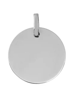 Médaille ronde or blanc 18 carats 15 mm