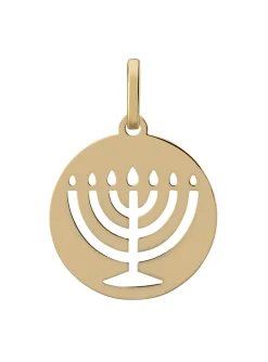 Médaille ronde or jaune 18 carats Menorah